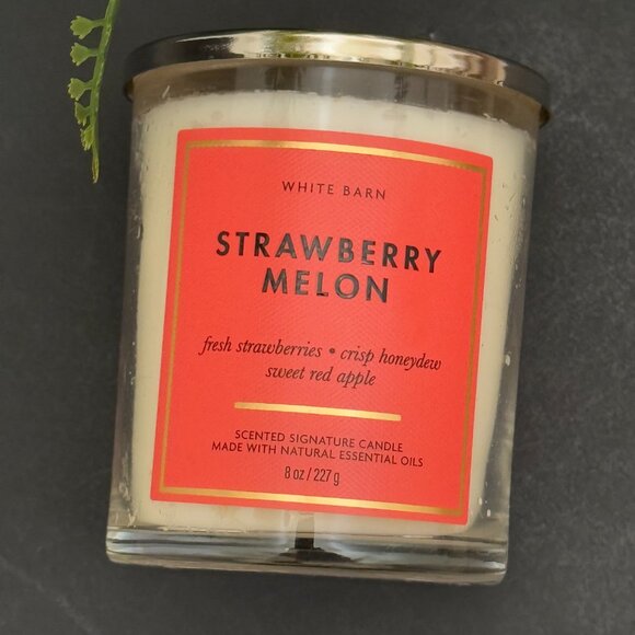 BBW Strawberry Melon White Barn Bath & Body Works Single Wick Candle - Picture 5 of 10